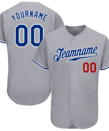 Custom Gray Royal-Red Authentic Baseball Jersey