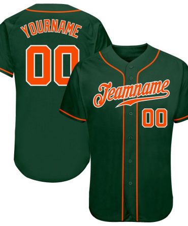Custom Green Orange-White Authentic Baseball Jersey