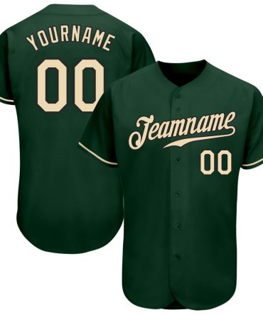Custom Green Cream-Black Authentic Baseball Jersey