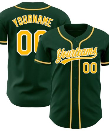 Custom Green Gold-White Authentic Baseball Jersey