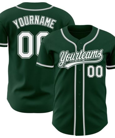 Custom Green White-Gray Authentic Baseball Jersey