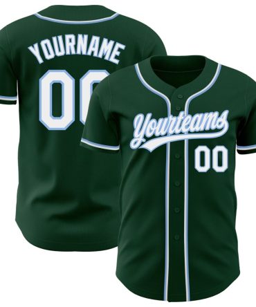 Custom Green White-Light Blue Authentic Baseball Jersey