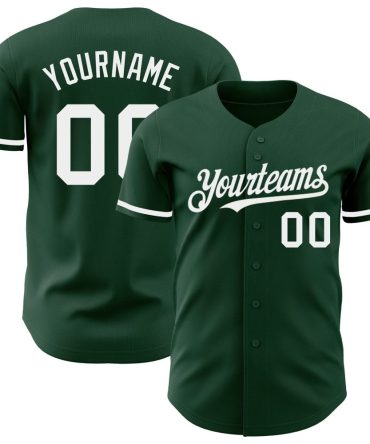 Custom Green White Authentic Baseball Jersey