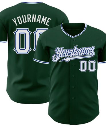 Custom Green White-Royal Authentic Baseball Jersey