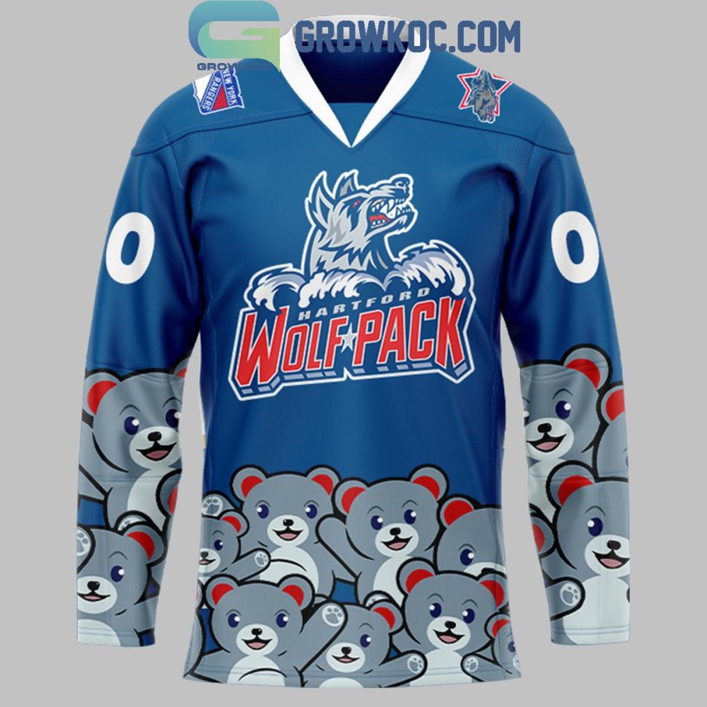 Hartford Wolf Pack Teddy Bear Toss Blue Personalized Hockey Jersey - Image 2