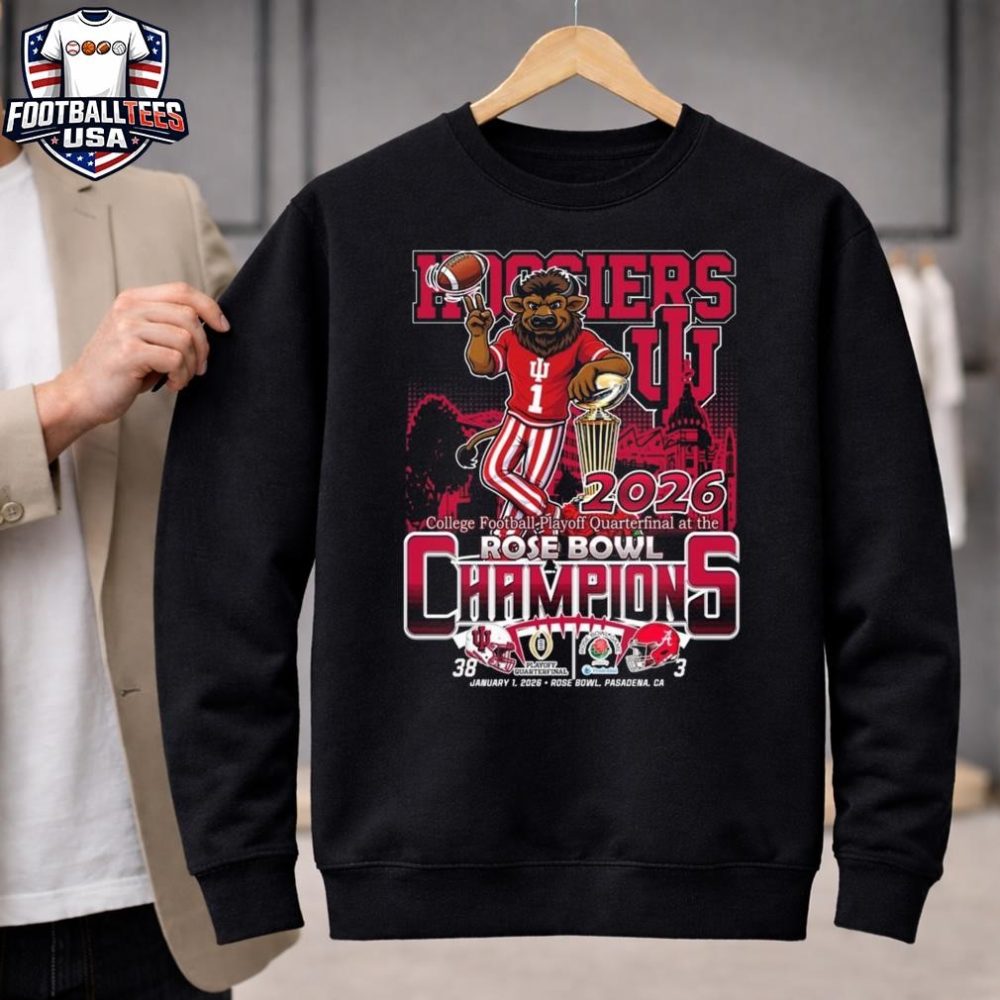 Hoosiers 2026 College Football Playoff Quarterfinal At The Rose Bowl Champions 38-3 Jan 1 2026 Bison Mascot Unisex Shirt - Image 2