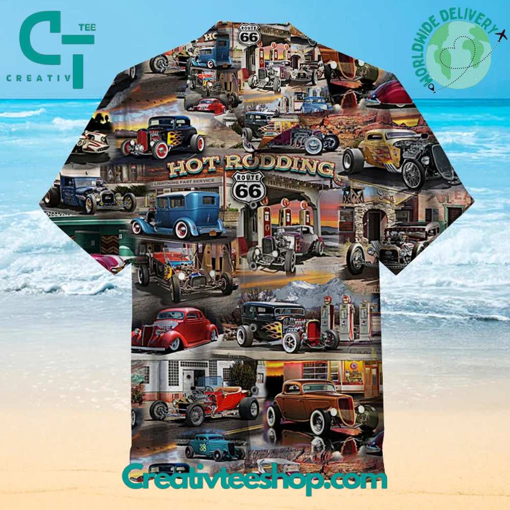 Hot Rodding Route 66 Hawaiian Shirt