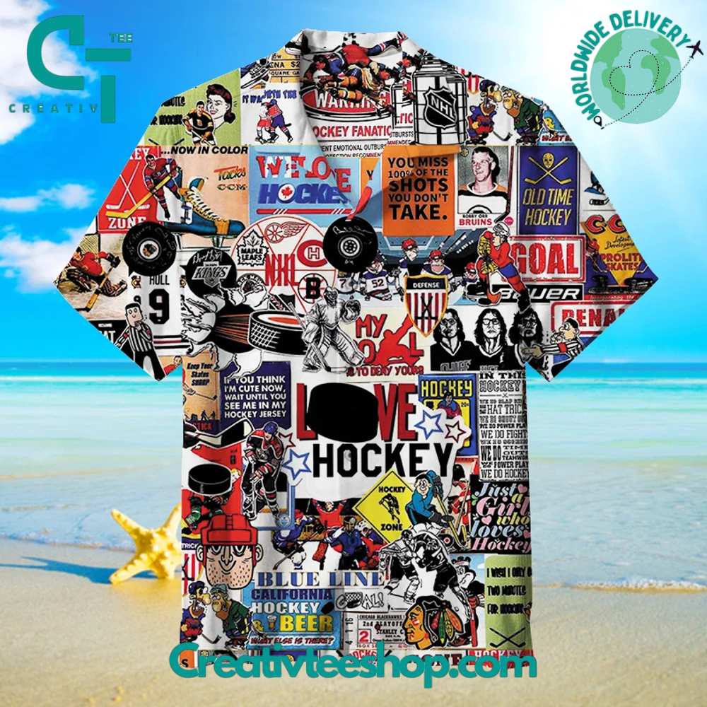 I Love Hockey Hawaiian Shirt