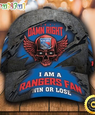 I Am A New York Rangers Fan Skull All Over Print 3D Baseball Cap