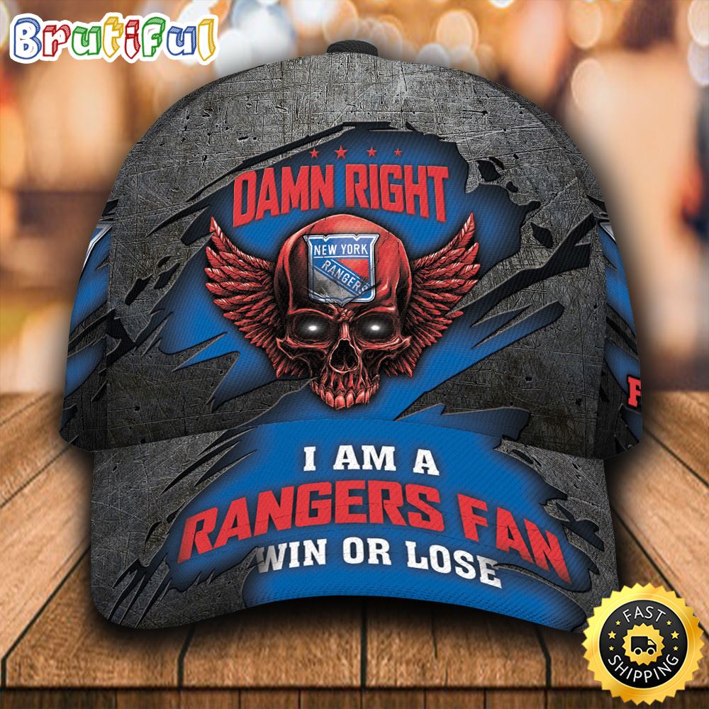 I Am A New York Rangers Fan Skull All Over Print 3D Baseball Cap