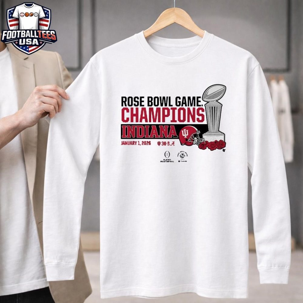 Indiana Football Cfp Rose Bowl Champions Trophy Unisex Shirt - Image 3