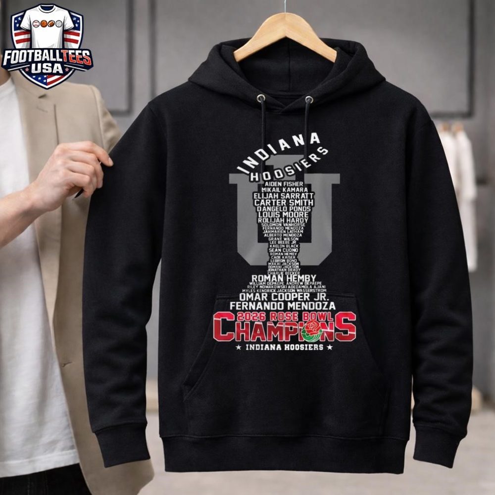 Indiana Hoosiers 2026 Rose Bowl Game Champions Name Players Trophy Unisex Shirt - Image 3