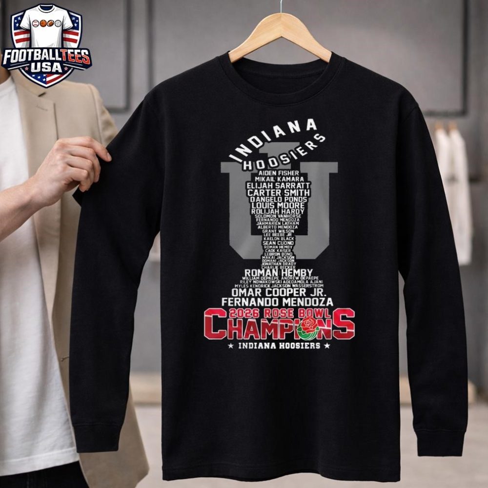 Indiana Hoosiers 2026 Rose Bowl Game Champions Name Players Trophy Unisex Shirt - Image 4