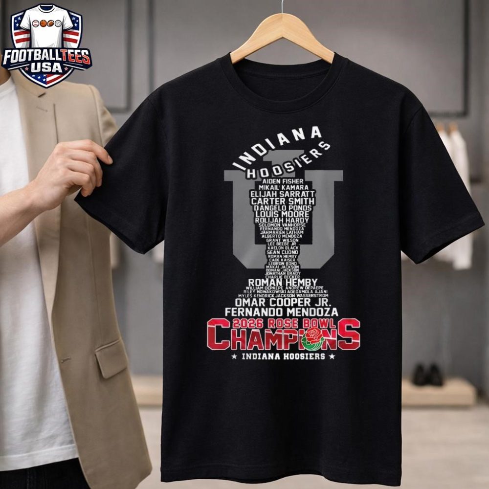 Indiana Hoosiers 2026 Rose Bowl Game Champions Name Players Trophy Unisex Shirt