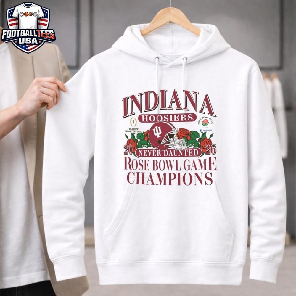 Indiana Hoosiers 2026 Rose Bowl Game Champions Never Daunted Helmet Unisex Shirt - Image 2