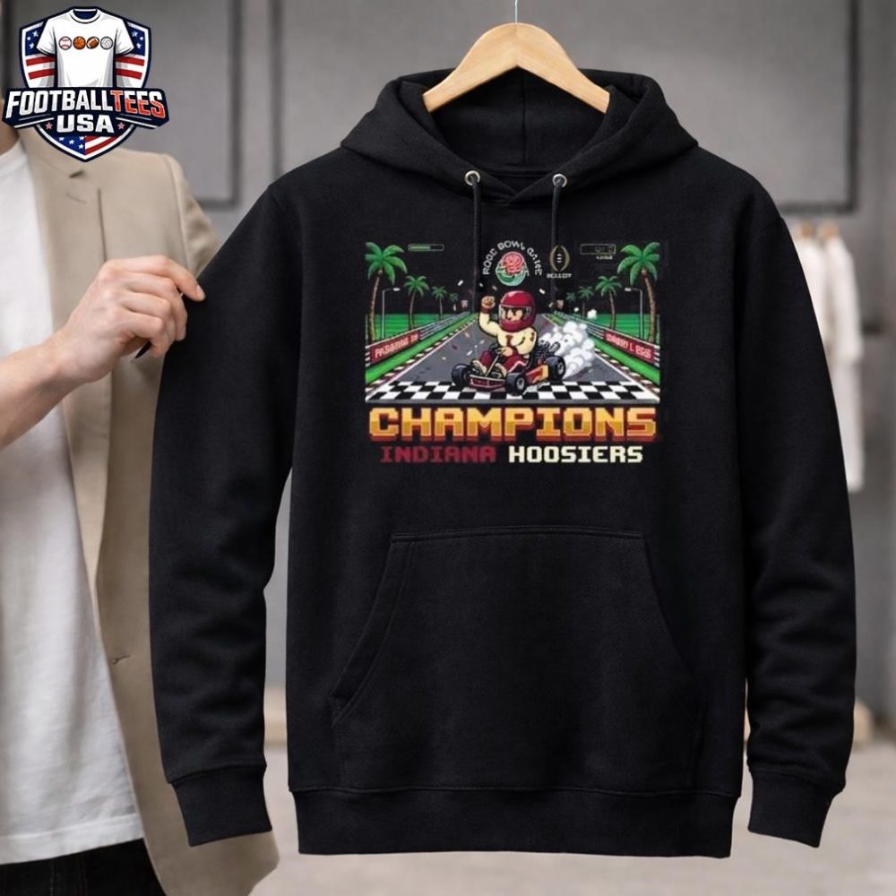 Indiana Hoosiers Champions 2026 Cfp Quarterfinal 112Th Rose Bowl Game Presented January 1 2026 Rose Bowl Stadium Pasadena California Retro Video Game Unisex Shirt - Image 3