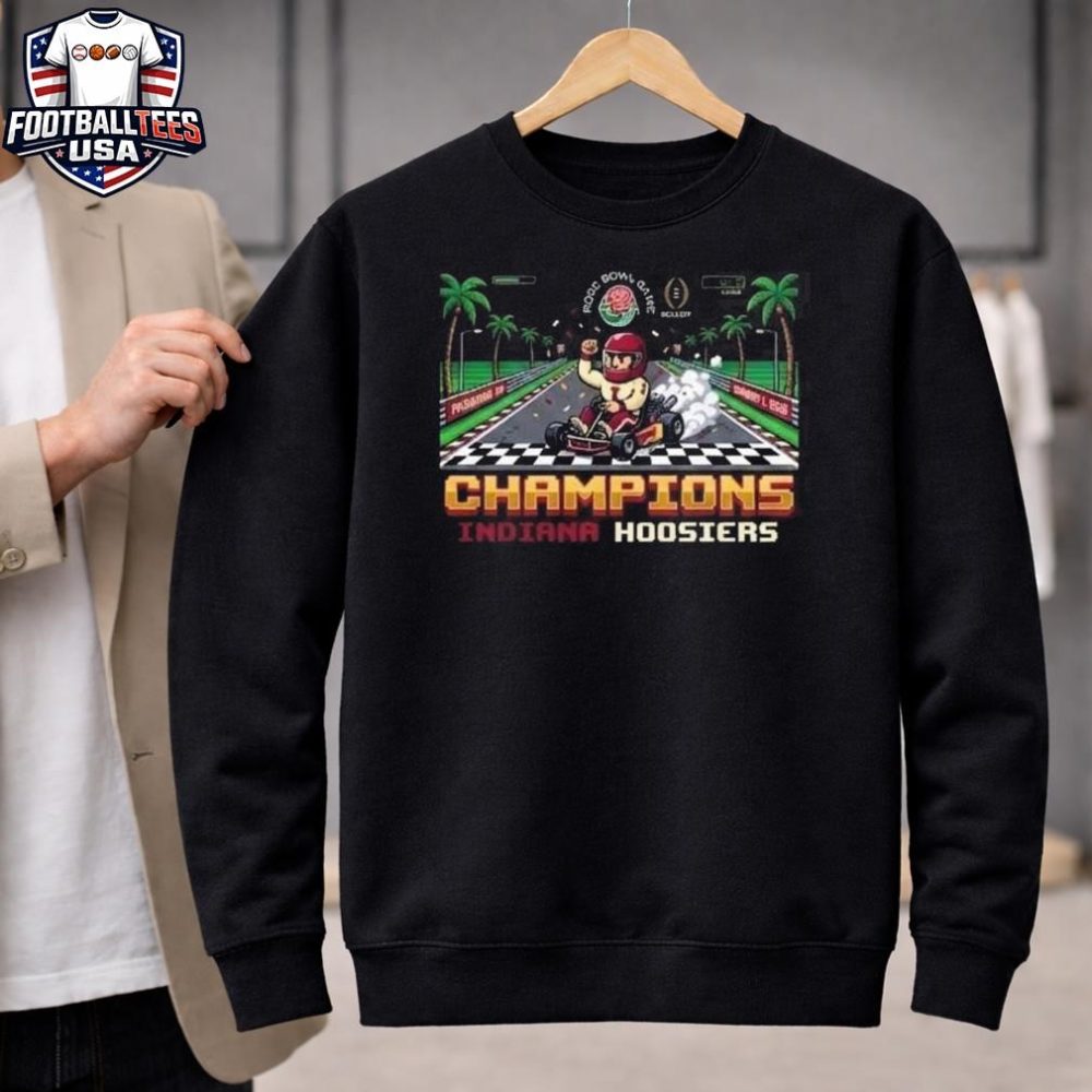 Indiana Hoosiers Champions 2026 Cfp Quarterfinal 112Th Rose Bowl Game Presented January 1 2026 Rose Bowl Stadium Pasadena California Retro Video Game Unisex Shirt - Image 2