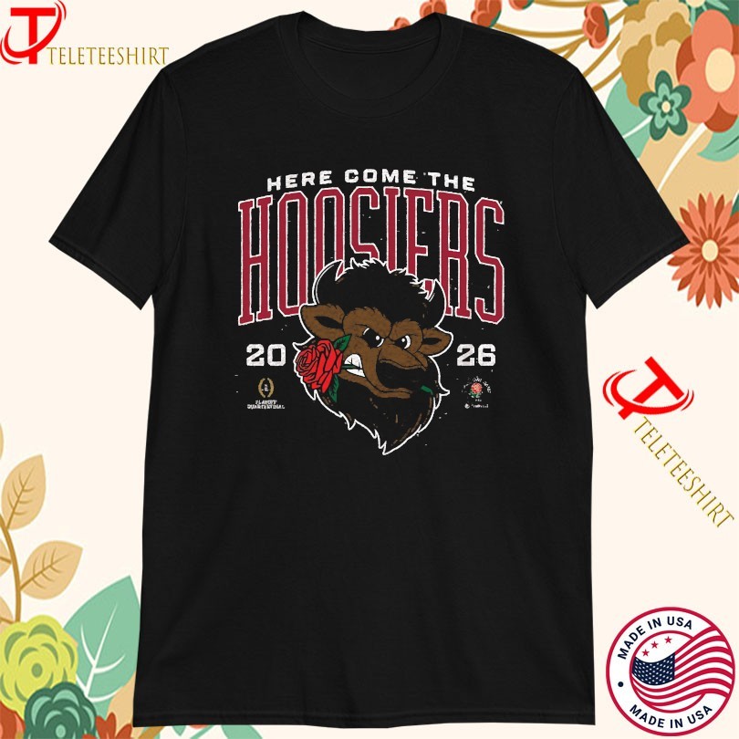 Indiana Hoosiers Here Come The Hoosiers 2026 Rose Bowl Cfp Playoff Mascot T-Shirts