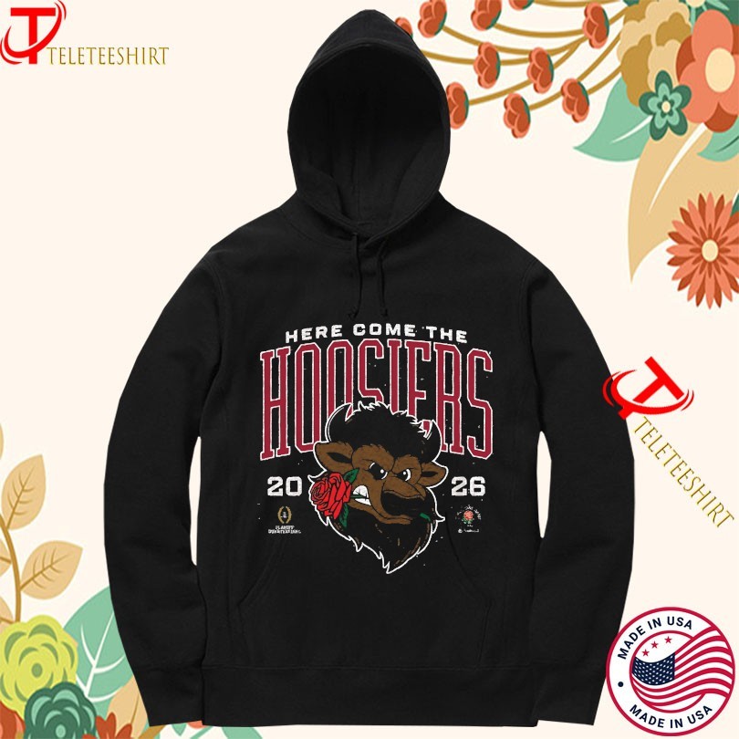 Indiana Hoosiers Here Come The Hoosiers 2026 Rose Bowl Cfp Playoff Mascot T-Shirts - Image 3