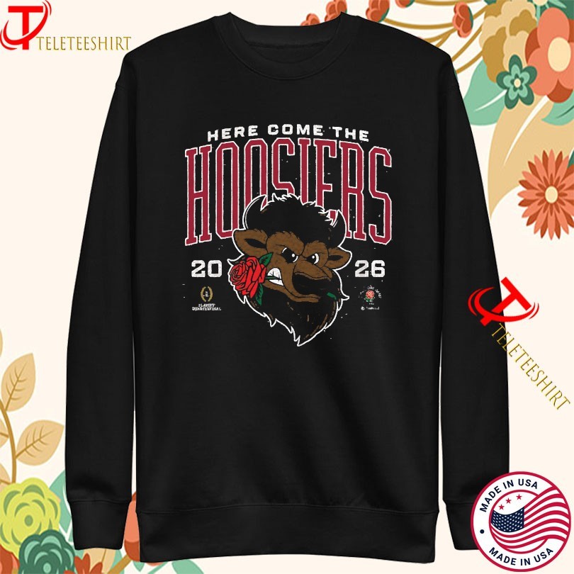 Indiana Hoosiers Here Come The Hoosiers 2026 Rose Bowl Cfp Playoff Mascot T-Shirts - Image 4