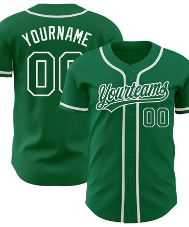 Custom Kelly Green Kelly Green-White Authentic Baseball Jersey
