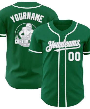 Custom Kelly Green White-Gray Authentic Baseball Jersey