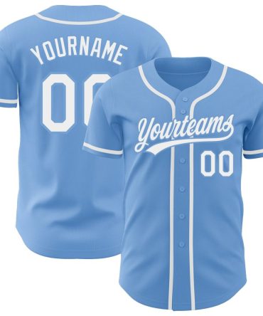 Custom Light Blue White Authentic Baseball Jersey