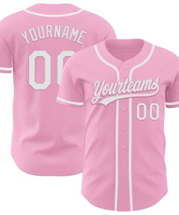 Custom Light Pink White Authentic Baseball Jersey