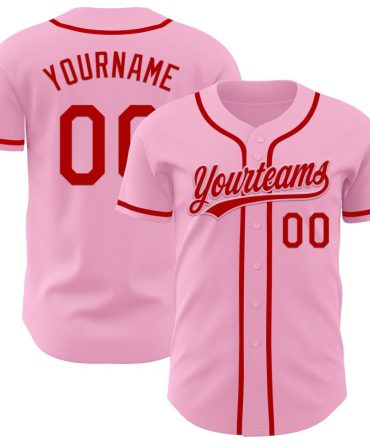 Custom Light Pink Red Authentic Baseball Jersey