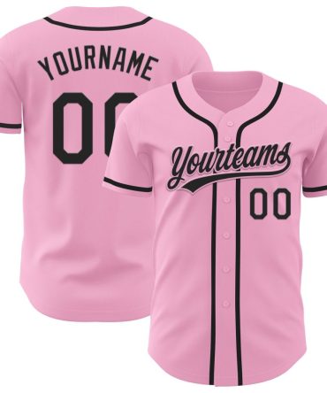 Custom Light Pink Black Authentic Baseball Jersey
