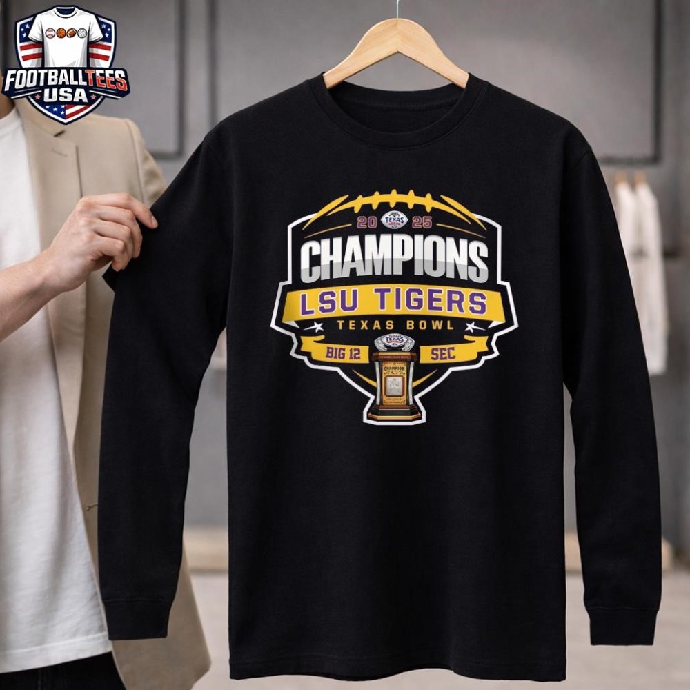 Lsu Tiger 2025 Texas Bowl Champions Big 12 Sec Trophy Unisex Shirt - Image 4