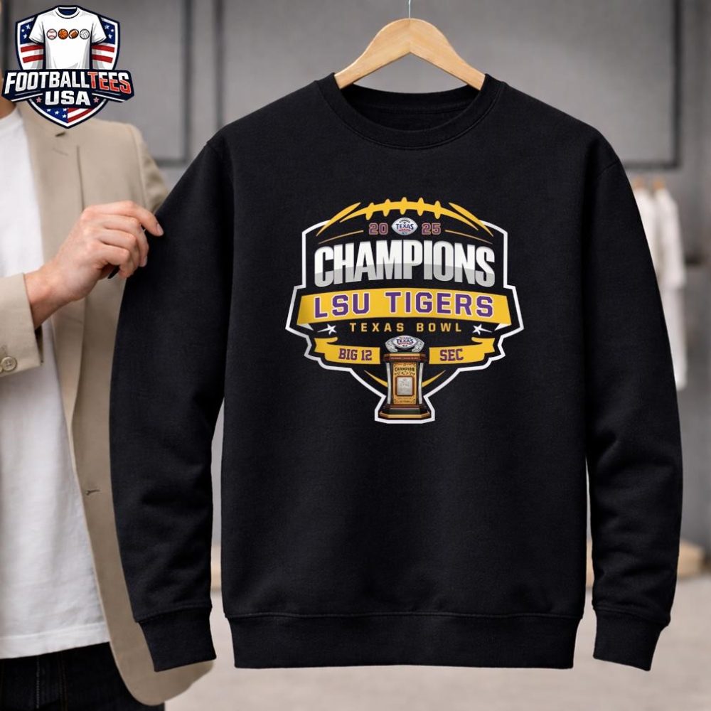 Lsu Tiger 2025 Texas Bowl Champions Big 12 Sec Trophy Unisex Shirt - Image 2