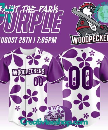 Fayetteville Woodpecker "Purple Paint The Park" Custom Baseball Jersey