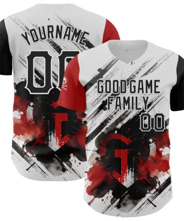 Custom White Black-Red Authentic Baseball Good Game Family Community Jersey