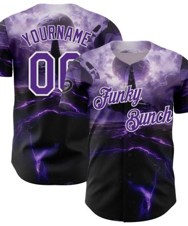 Custom Purple Black-White Authentic Baseball Good Game Family Community Molly Funky Bunch Jersey