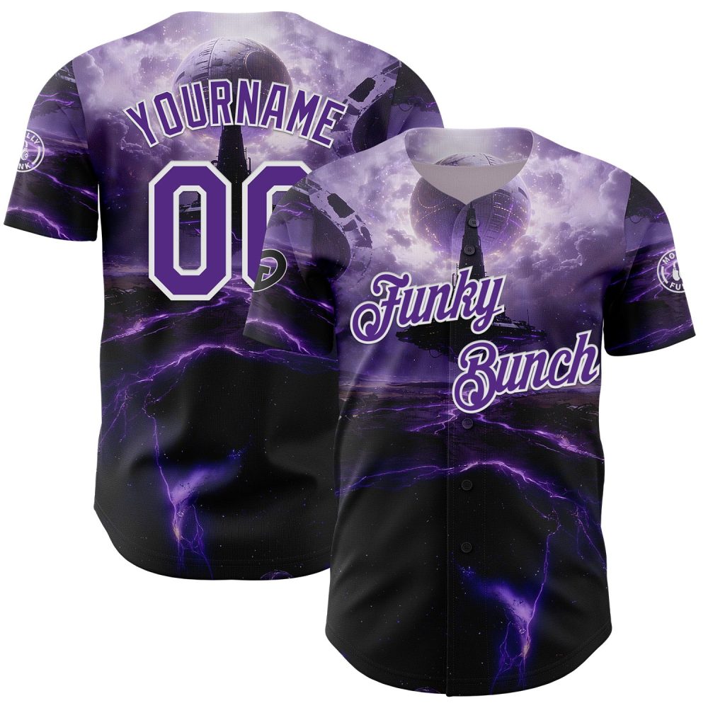 Custom Purple Black-White Authentic Baseball Good Game Family Community Molly Funky Bunch Jersey