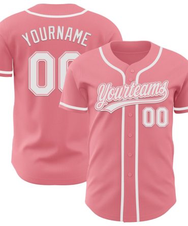 Custom Medium Pink White Authentic Baseball Jersey