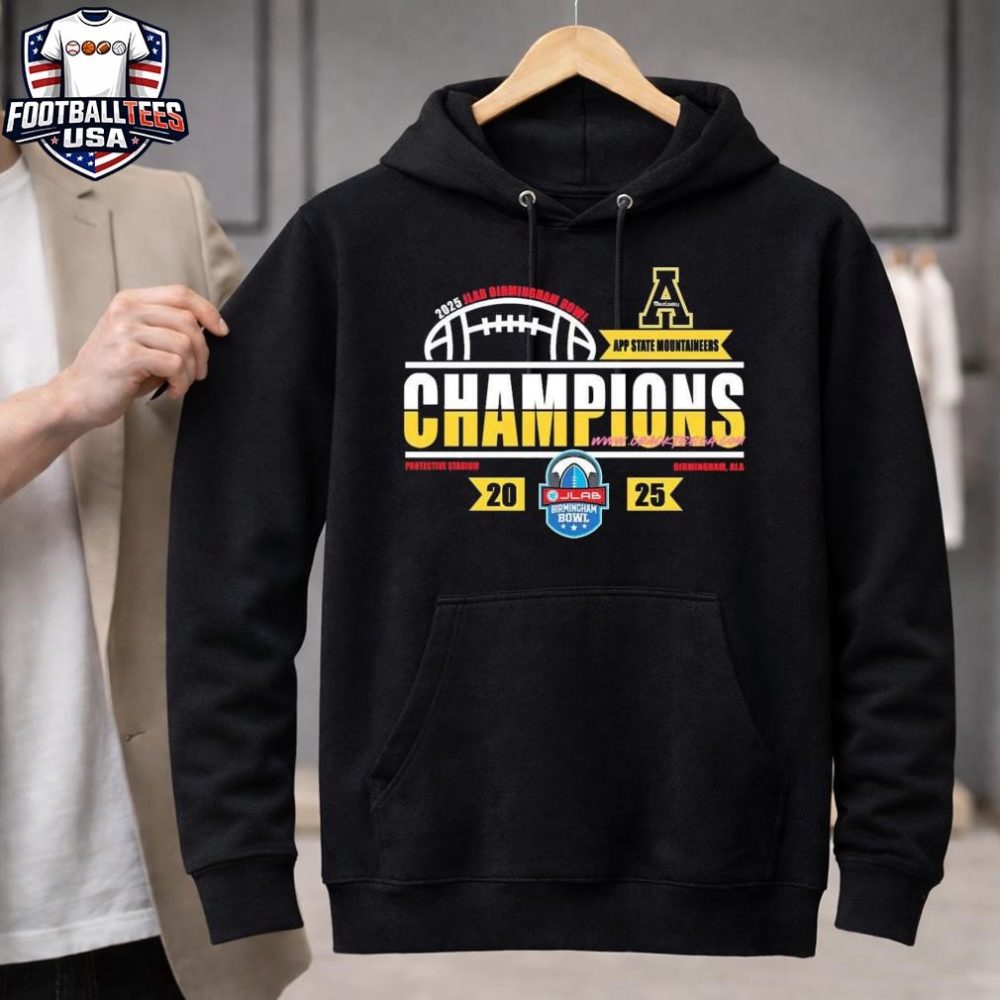 Men'S App State Mountaineers Football 2025 Jlab Birmingham Bowl Locker Room Unisex Shirt - Image 3