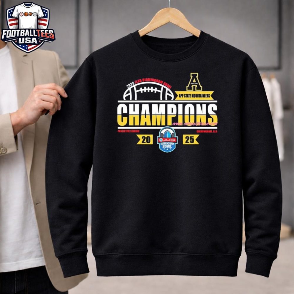 Men'S App State Mountaineers Football 2025 Jlab Birmingham Bowl Locker Room Unisex Shirt - Image 2