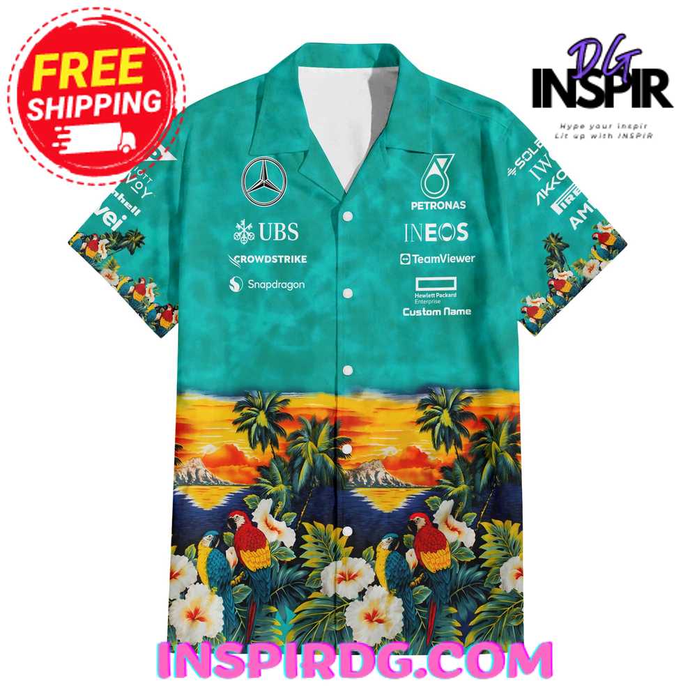 Mercedes Amg Petronas Crowdstrike Hawaiian Shirt - Image 2