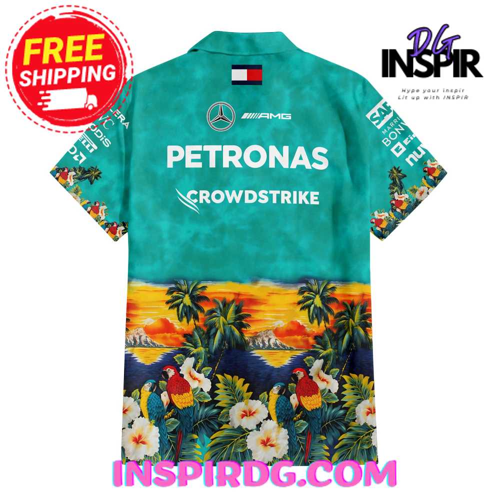 Mercedes Amg Petronas Crowdstrike Hawaiian Shirt - Image 3