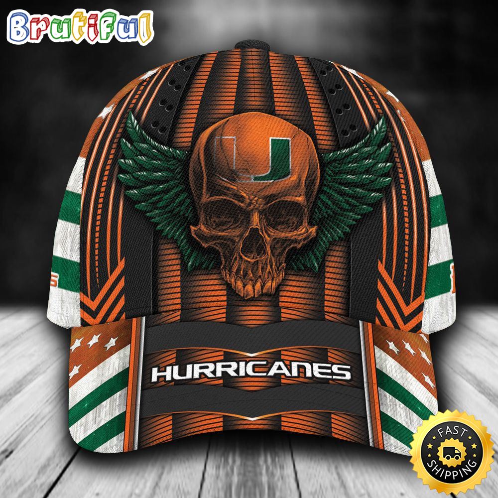 Miami Hurricanes Skull All Over Print 3D Baseball Cap