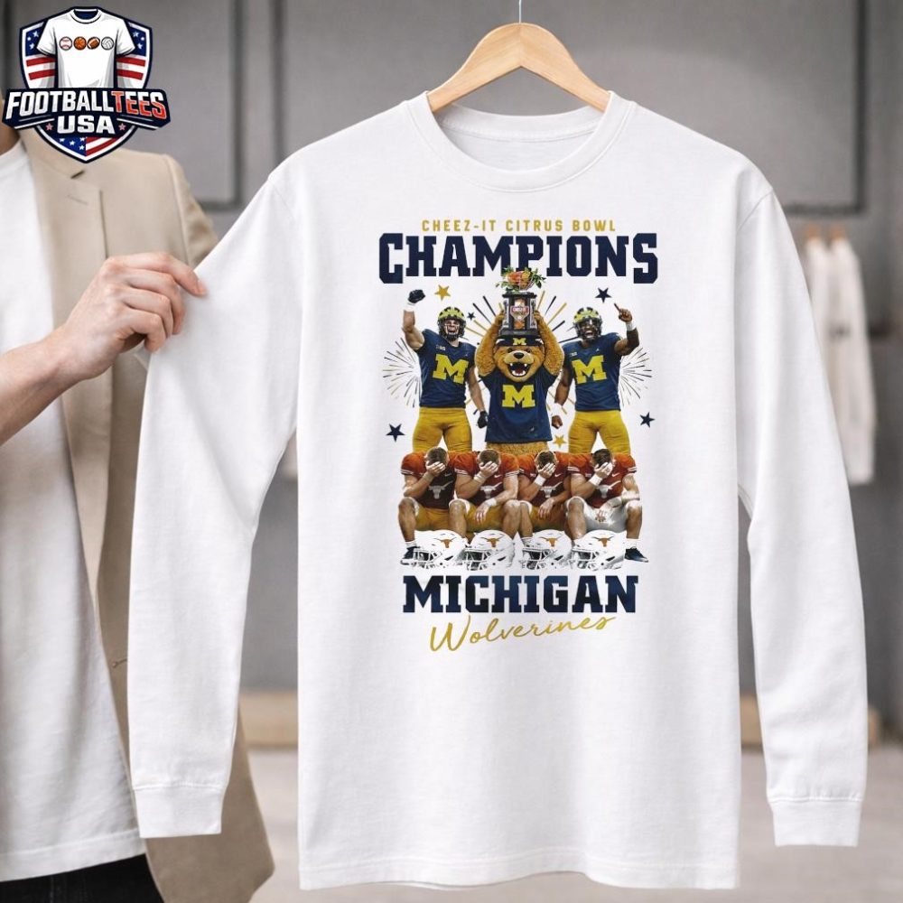 Michigan Wolverines 2026 Ncaa Citrus Bowl Champions Players And Mascot Shirt - Image 3