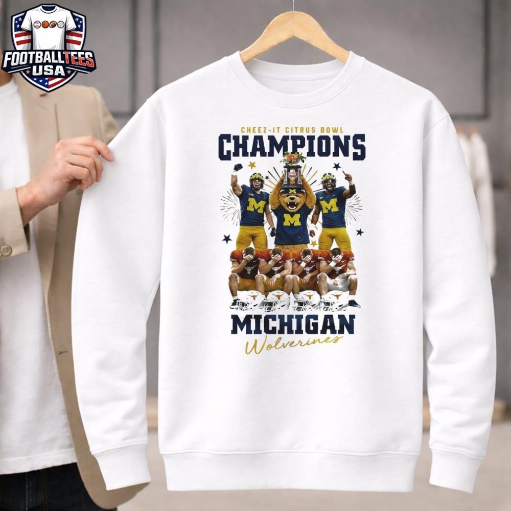 Michigan Wolverines 2026 Ncaa Citrus Bowl Champions Players And Mascot Shirt - Image 4
