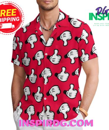 Mickeys Gloves Pink Casual Hawaiin Shirt