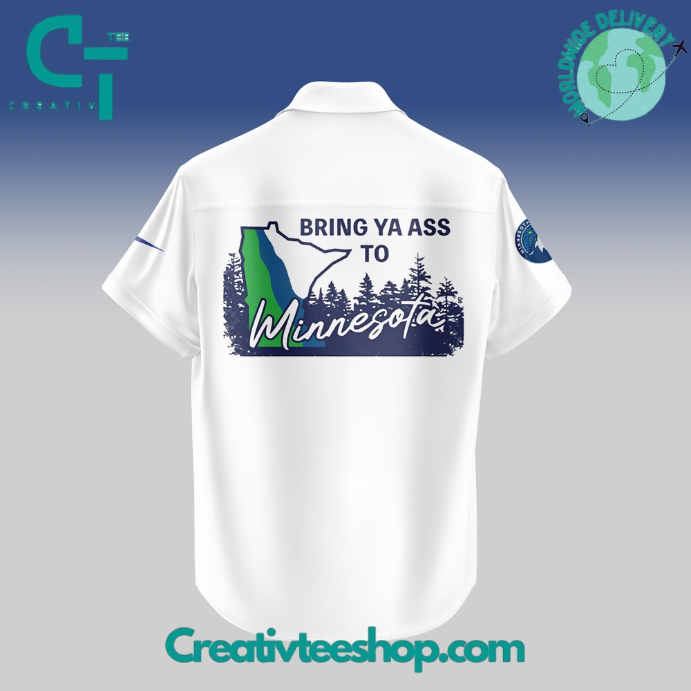 Minnesota Timberwolves "Bring Ya Ass" Hawaiian Shirt - Image 3