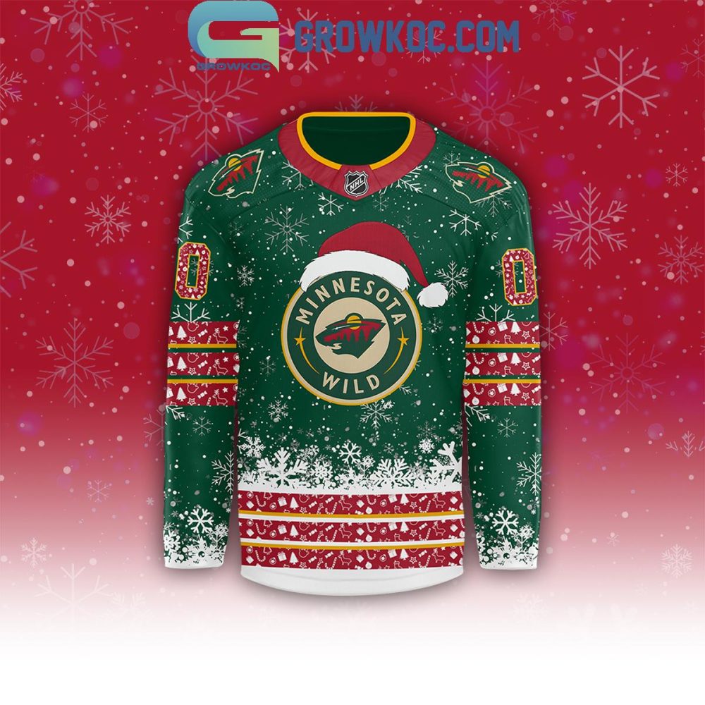 Minnesota Wild Celebrating Christmas Holidays 2024 Personalized Hockey Jersey - Image 2