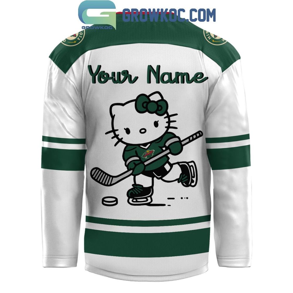 Minnesota Wild Celebrating Hello Kitty Personalized Hockey Jersey - Image 3