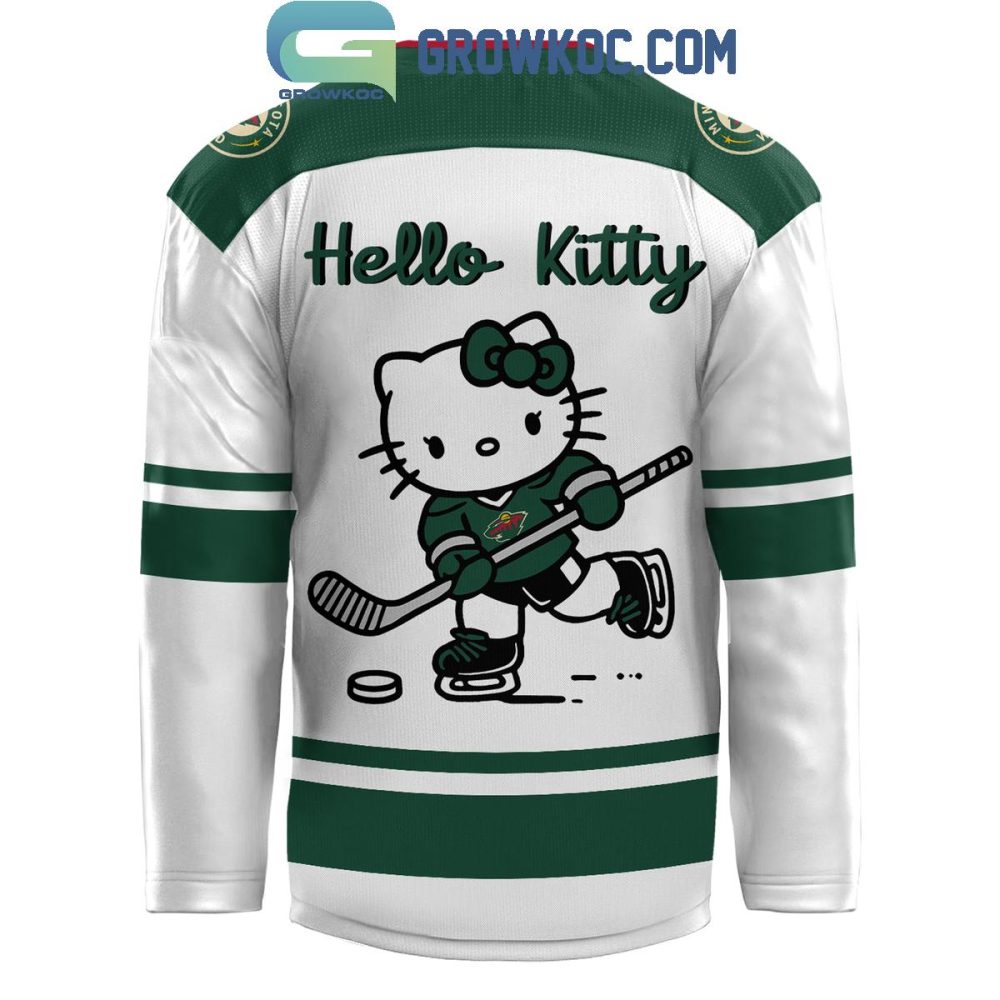 Minnesota Wild Happy 50Th Anniversary Of Hello Kitty Hockey Jersey - Image 3
