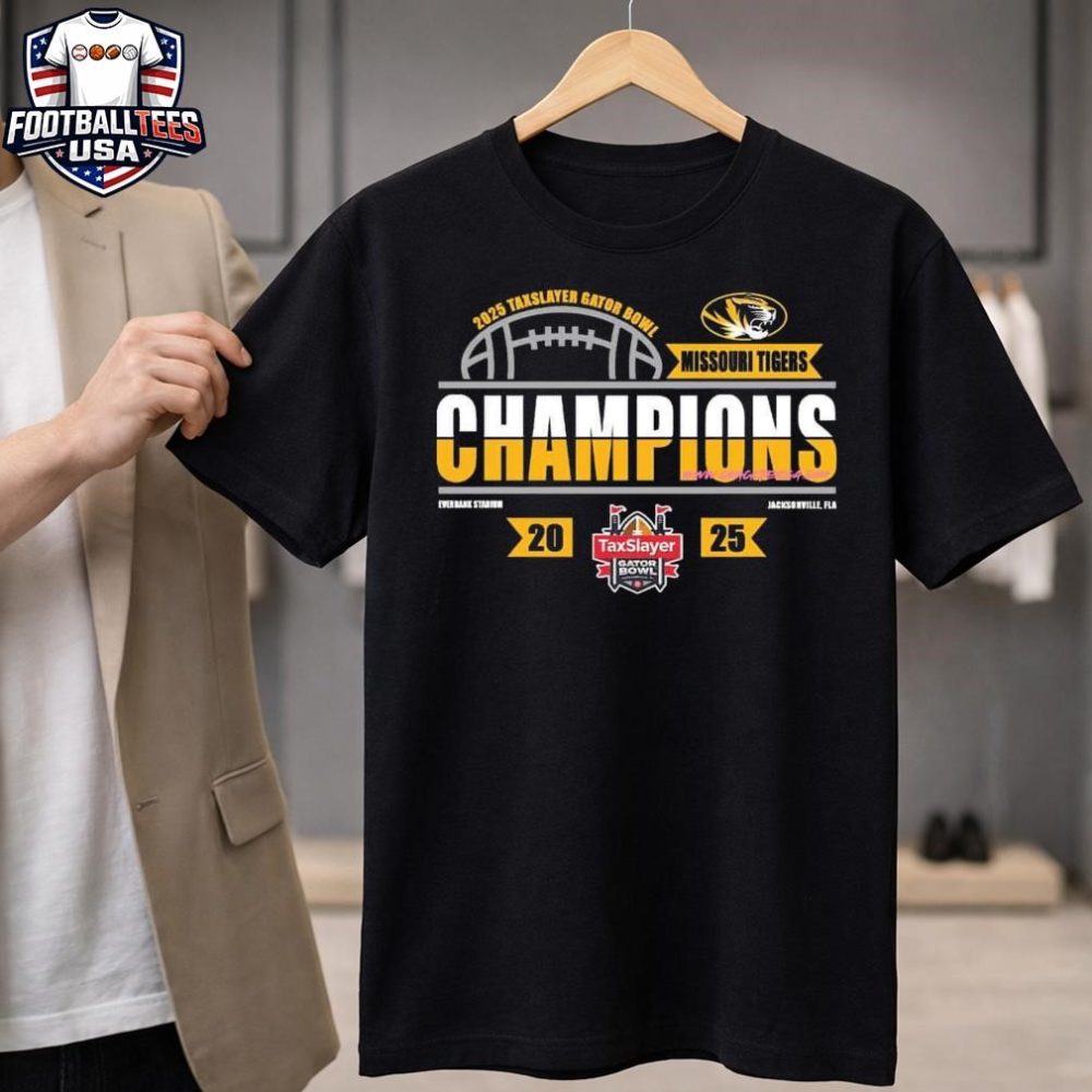Missouri Tigers 2025 Taxslayer Gator Bowl Champions At Everbank Stadium On December 27 Locker Room Unisex Shirt